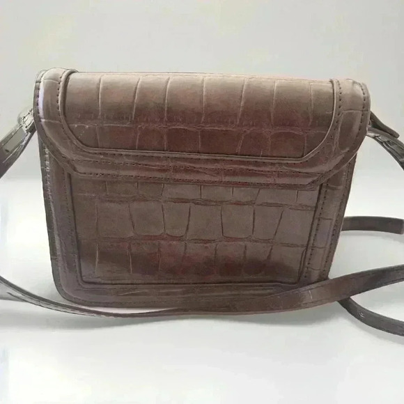 Zara Brown Faux Croc Gold Hardware Shoulder Bag Crossbody - Picture 4 of 6